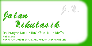 jolan mikulasik business card